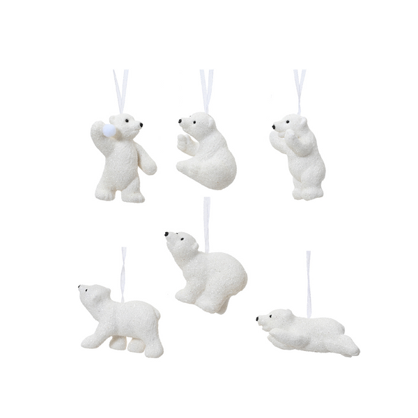Ornement ours polaires de Noël givrés assortis – 6 modèles