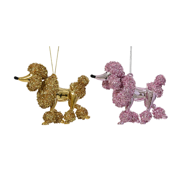 Assorted Glitter Poodle Ornaments