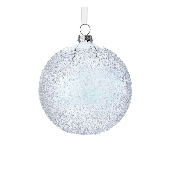 Ornement boule ou flèche en verre perlée et pailletée 4-6" assortie