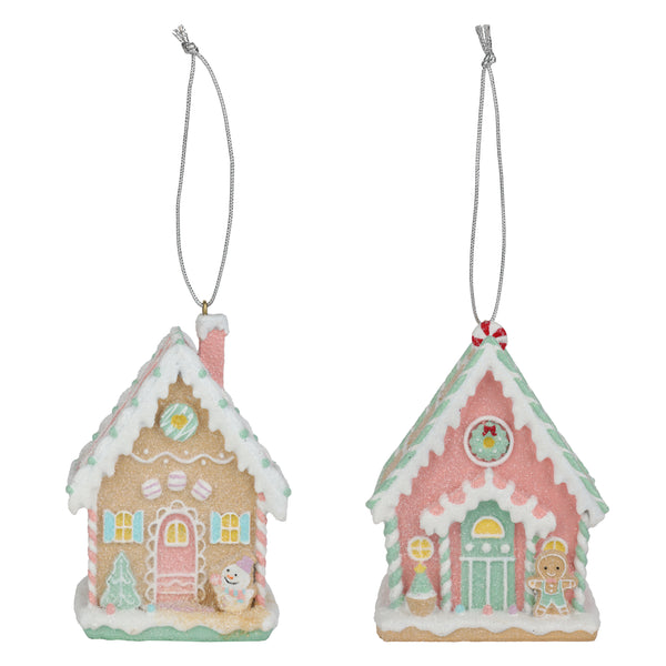 Ornement suspendu maison pain d’épices en polyrésine assortis – 28.5cm
