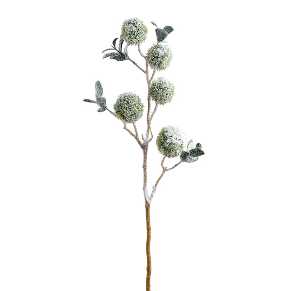 Tige de châtaignier enneigée verte et blanche 33''