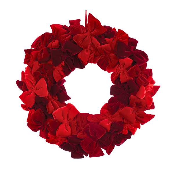 Grande couronne avec boucle en velours rouge 30''