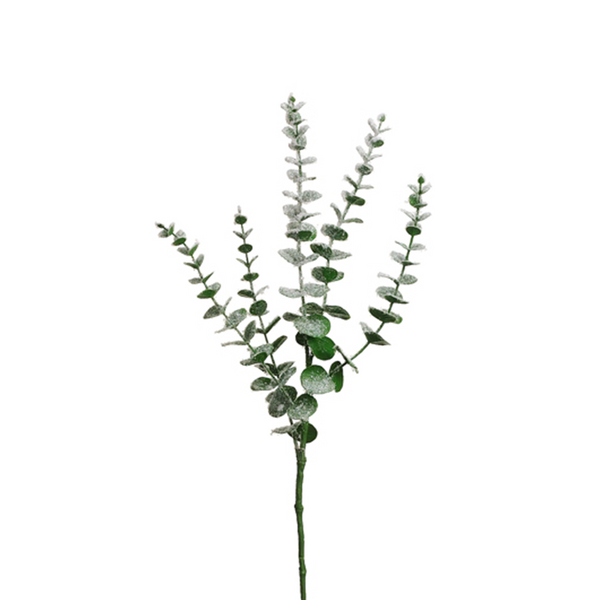 Tige d’eucalyptus enneigée et pailletée 29''
