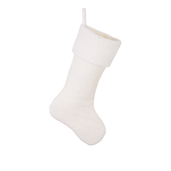 Bas de Noël en fourrure blanche 30”