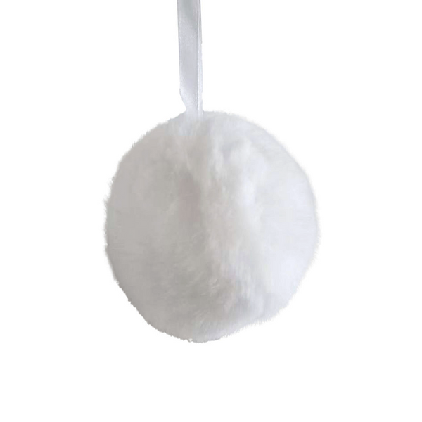 Boule tissu fourrure blanche 4''