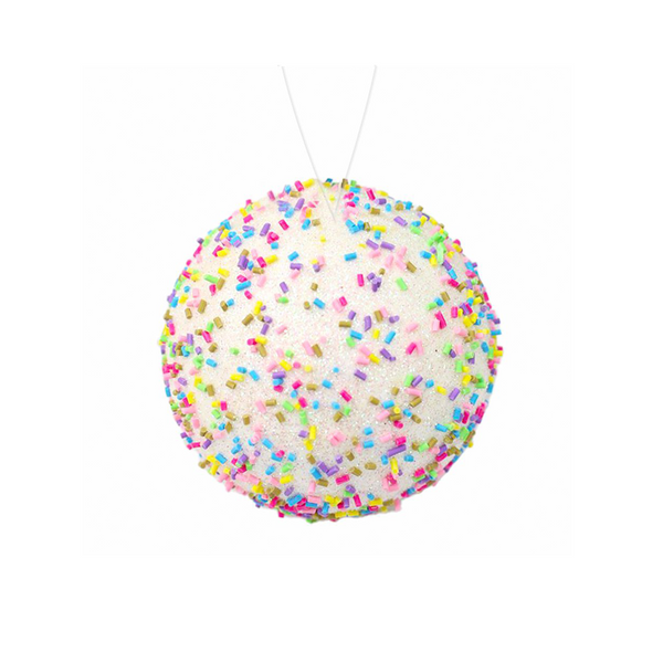Boule décor bonbon blanche 3,9''