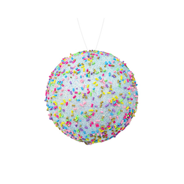 Boule décor bonbon bleu clair 3,9''