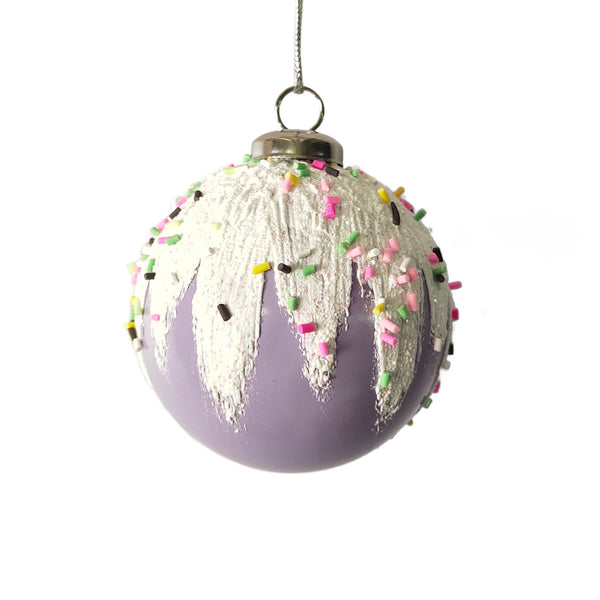 Boule violette glaçage pailleté 3,15''