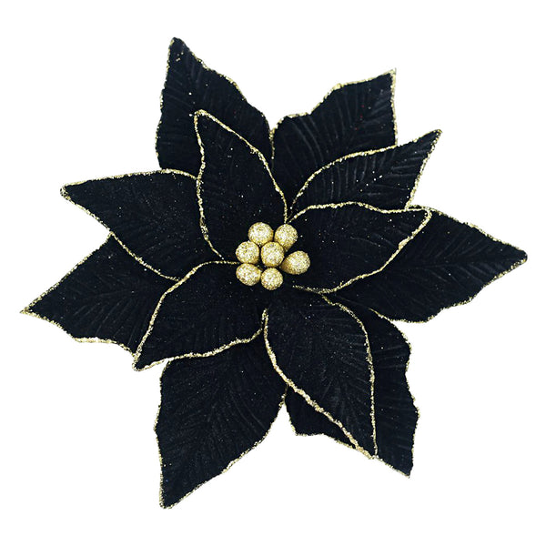 Tige de poinsettia noire velours 11,5''