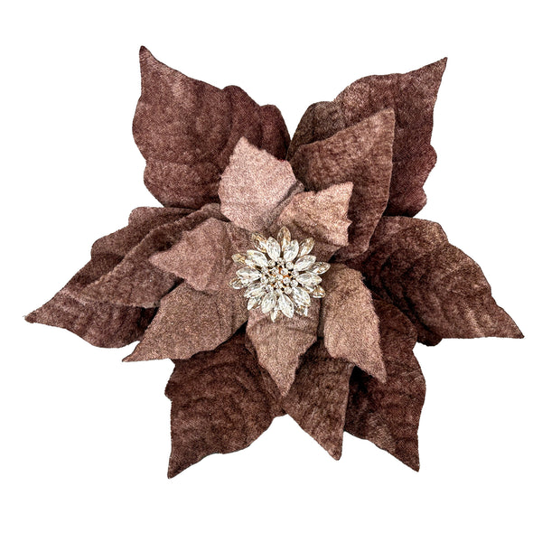 Tige de poinsettia marron velours 9''