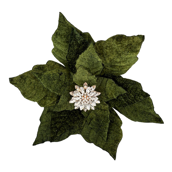 Tige de poinsettia verte velours 9''