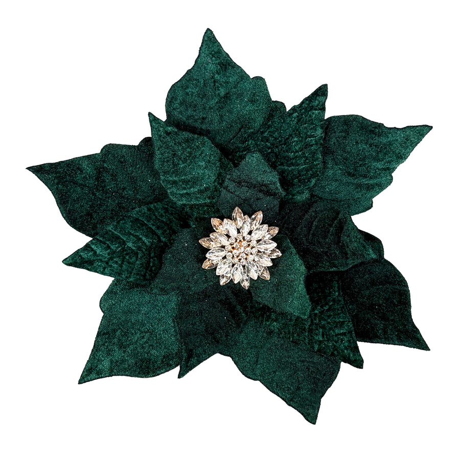 Dark green velvet poinsettia stem