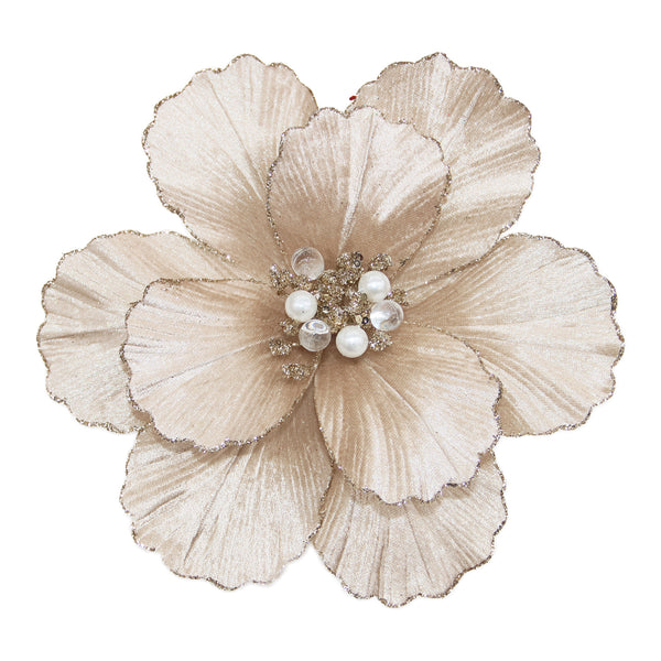 Tige de magnolia champagne velours 9''