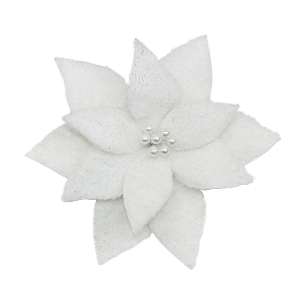 Tige de poinsettia blanche fourrure 12''