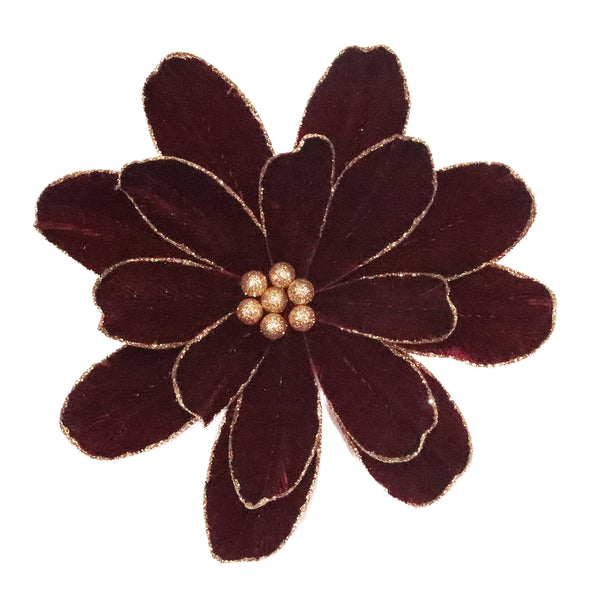 Tige de fleur bordeaux et or rose 11''