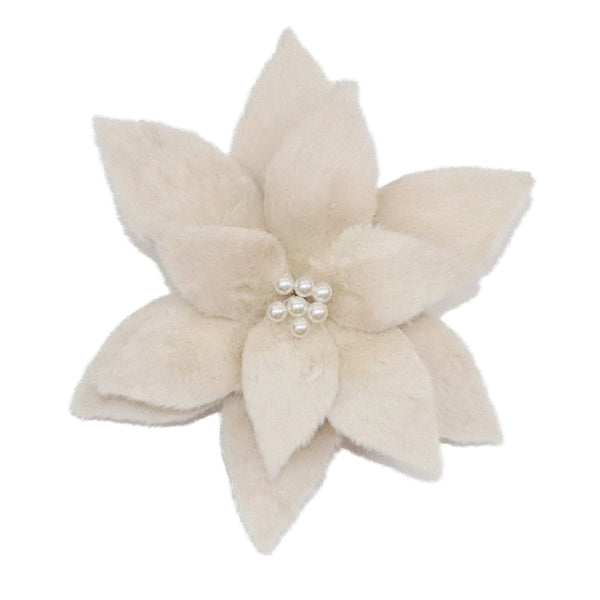 Tige de poinsettia champagne fourrure 11''