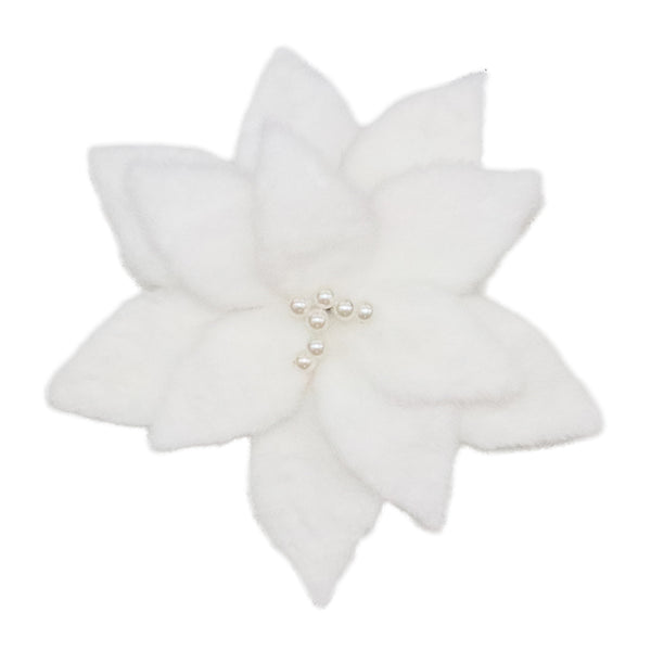 Tige de poinsettia blanche fourrure 11''