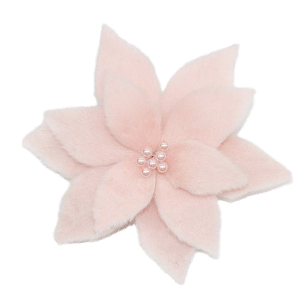 Tige de poinsettia rose fourrure 11''