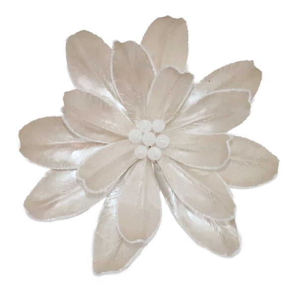 Tige de fleur blanc perle velours 11''