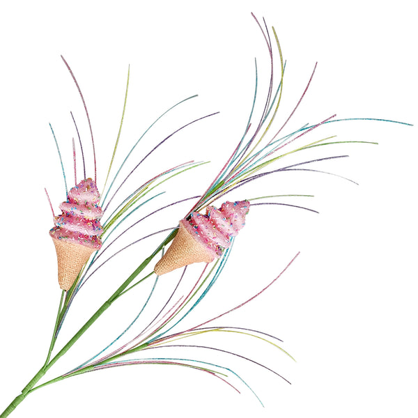 Tige de cornets crème glacée roses 30,5''