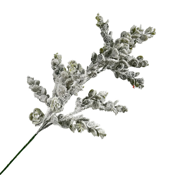 Tige d’eucalyptus naturel floqué 30''