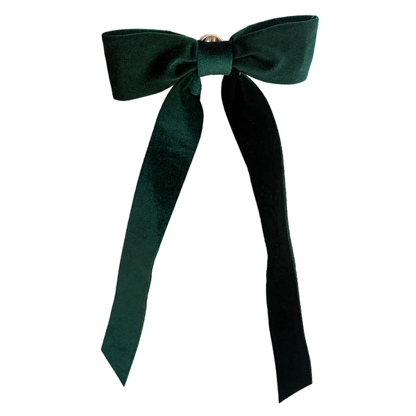 Boucle velours classique vert foncé à clip 15'' x 6,5''