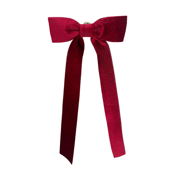Boucle velours classique bordeaux à clip 15'' x 6,5''
