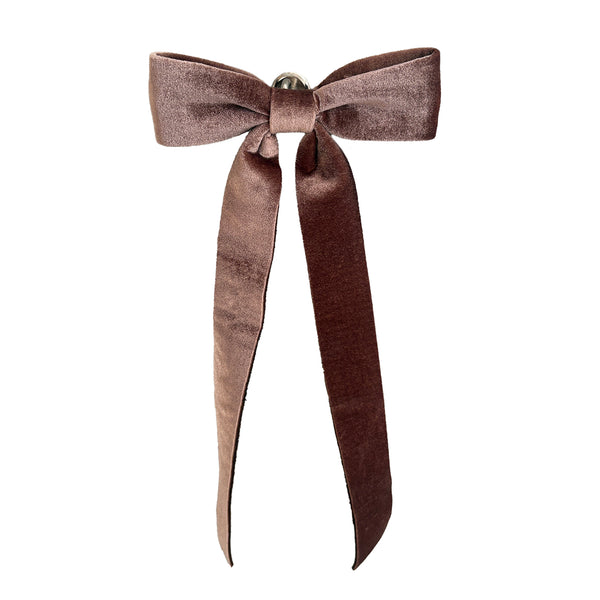 Boucle velours classique marron à clip 15'' x 6,5''