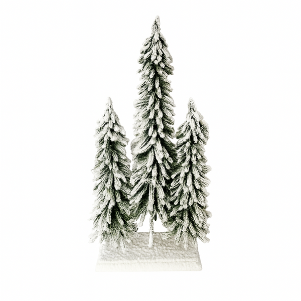 3 Sapins alpins avec base bois 29''