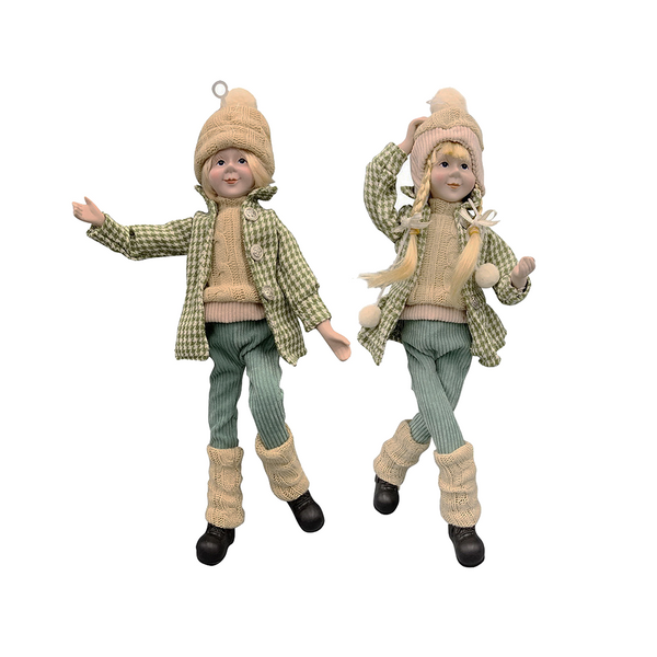 Garçon/Fille articulé beige et menthe 19''