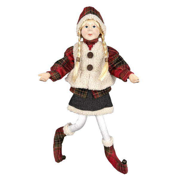 Fille suspendue articulée rouge et gris 18''