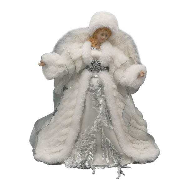 Cime ange argent et blanc avec chapeau 12''