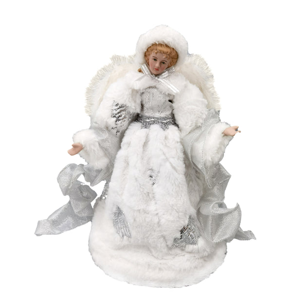Cime ange argent et blanc avec bonnet 12''