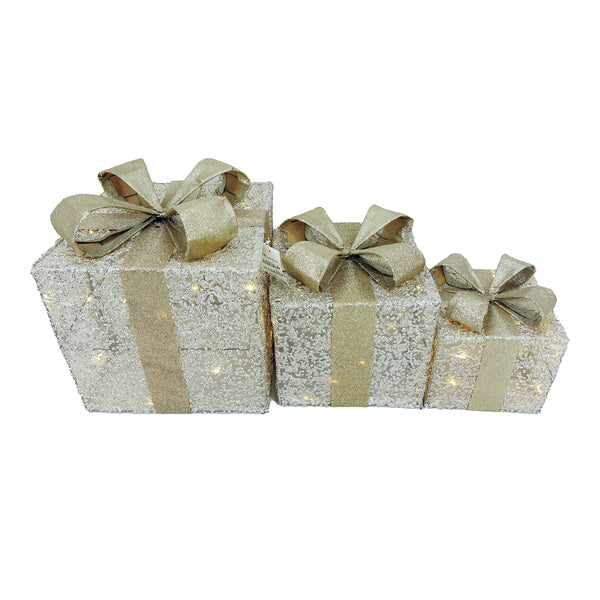 Boîte cadeau scintillante avec boucle, lumière et minuterie