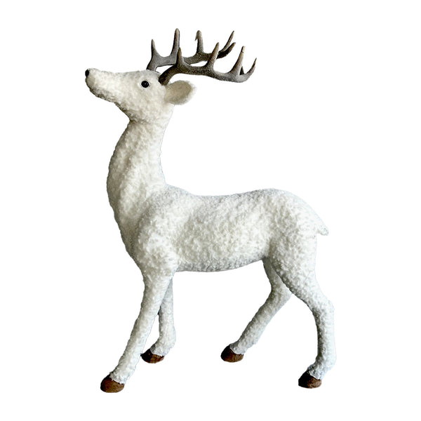 Renne debout fausse fourrure blanche 38''