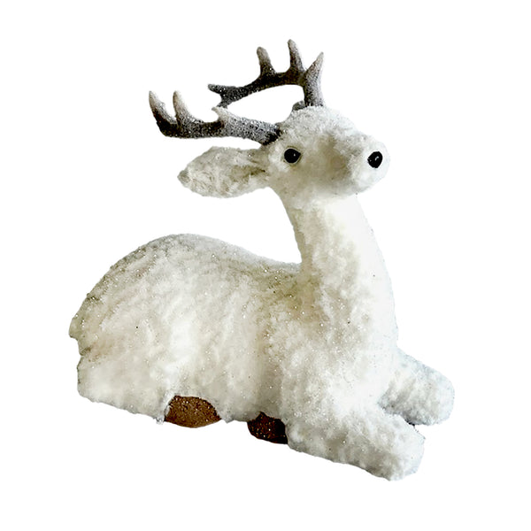 Renne assis fausse fourrure blanche 18''
