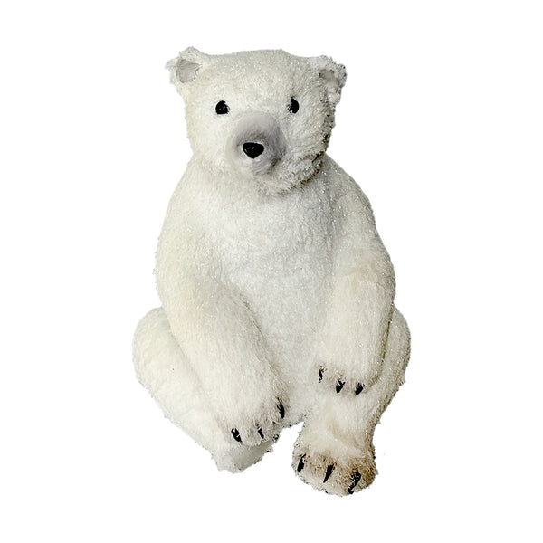 Ours assis fausse fourrure blanche 15''