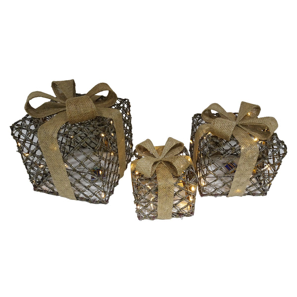 Boîte cadeau vigne naturelle avec lumières