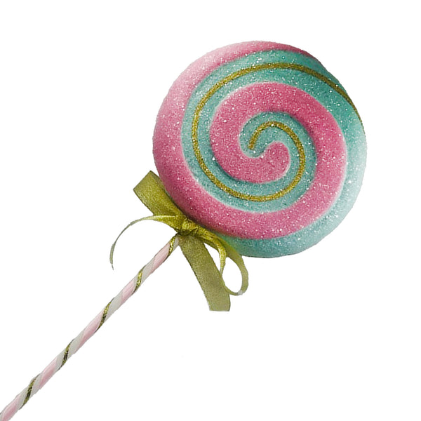 Sucette bonbon ronde rose et multicolore 25''