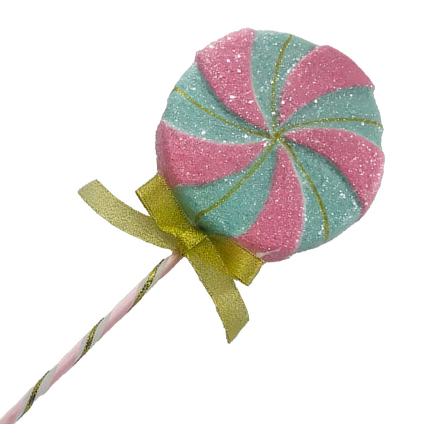 Sucette bonbon spirale rose et multicolore 19''