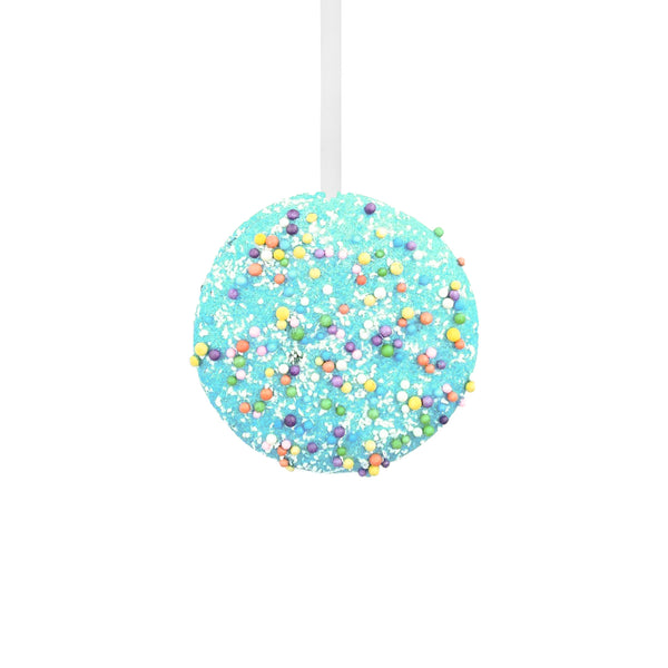 Ornement macaron chocolat bleu 3,5''