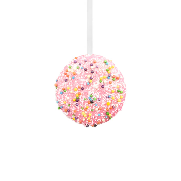 Ornement macaron chocolat rose 3,5''