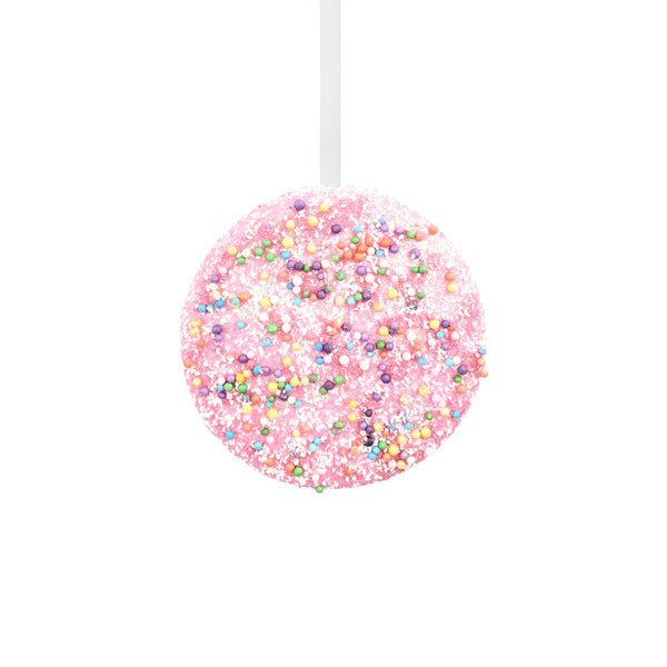 Ornement macaron chocolat rose 4,5''