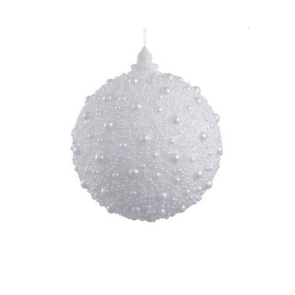 Boule blanche perlée givrée