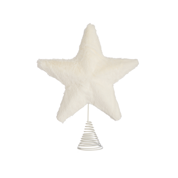 Cime d’arbre étoile en fourrure blanche 13''
