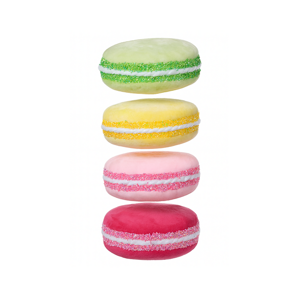 Ornement macaron coloré givré 7''