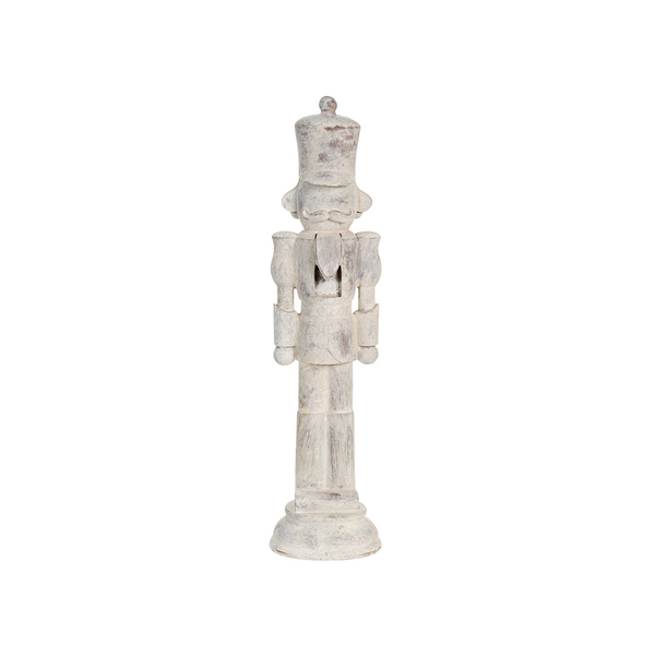 Casse-noisette décoratif bois blanc lavé 20”