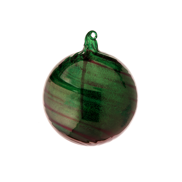 Boule en verre lourd 4,5" verte à effet torsadé