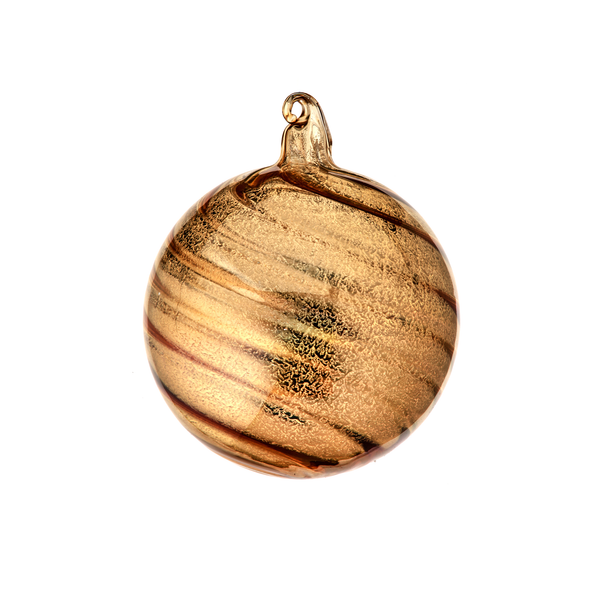 Boule en verre lourd 4,5" dorée à effet torsadé
