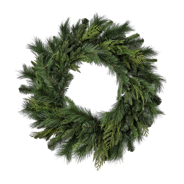 Couronne de pin brossé UV effet naturel 30"